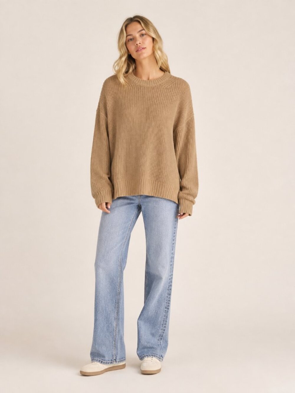 2/$30 American Eagle Oversized Ribbed Crew Neck Sweater Mocha Medium #A4071
